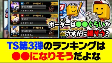 さすがにボーダーは緩そう？TS第3弾のランキングは●●になりそうだよな…【プロスピA】【プロスピA研究所】